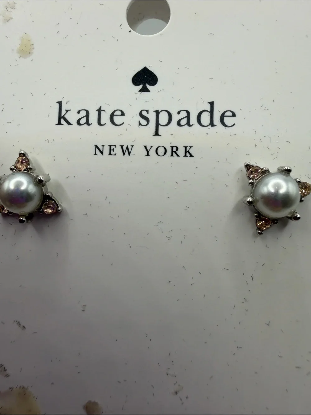 kate spade pearl stud earrings with champagne crystal accents